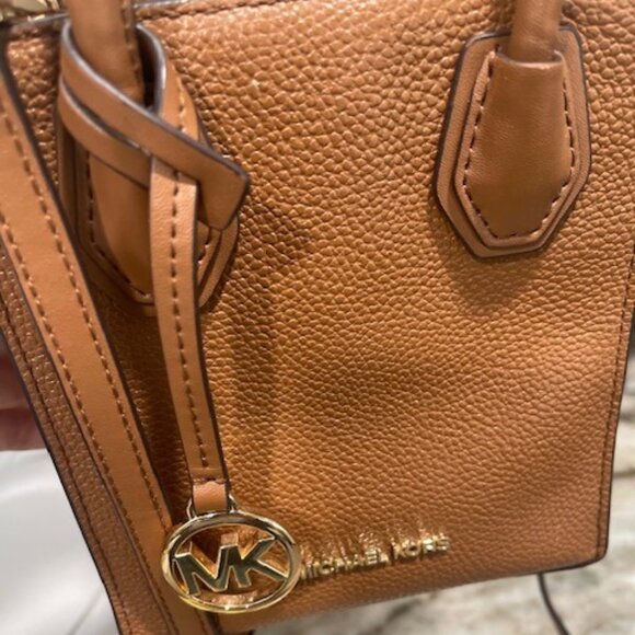 MICHAEL KORS, Brown Leather, Gold Tone Hardware, Mini Crossbody Bag - Picture 1 of 8